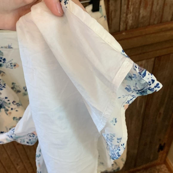 Women’s a.n.a White Blue Floral Midi Fully Lined Coastal Summer Side Slit Skirt - Picture 6 of 6